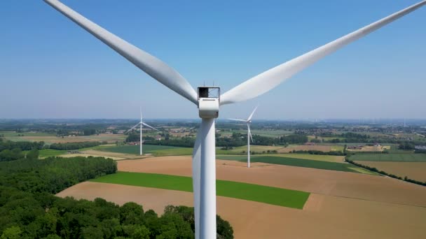 Blízko Turbíny Větrná Turbína Vzdušného Pohledu Udržitelný Rozvoj Šetrný Životnímu — Stock video