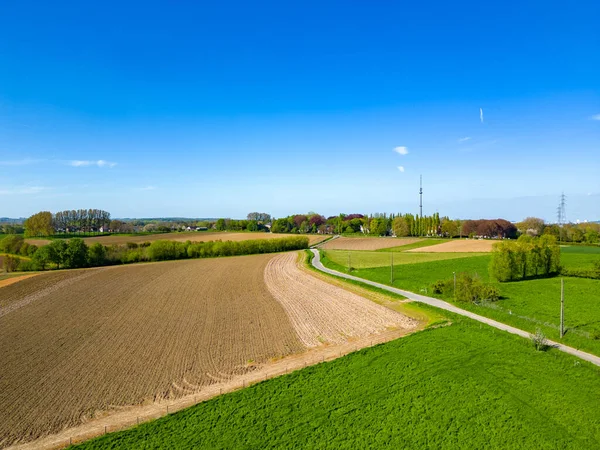 Vista Aérea Una Zona Agrícola Rodante Del Pijottenland Bélgica Europa — Foto de Stock