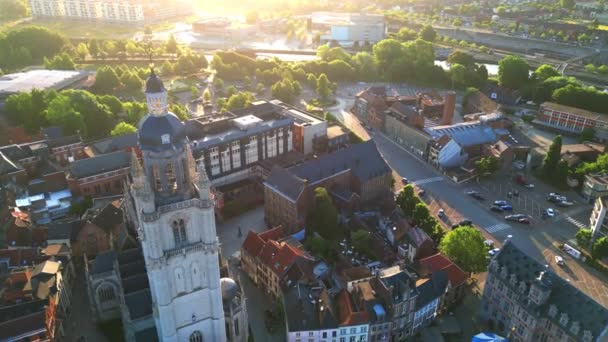 Галле Регіон Фламандський Брабант Бельгія 2023 Вид Повітря Місто Галле — стокове відео