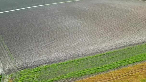 Наслаждайтесь Захватывающим Воздушным Путешествием Камера Летит Назад Ярким Участкам Фермерских — стоковое видео