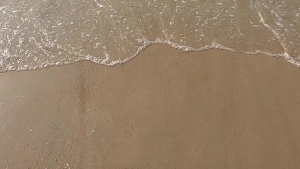 Ten Filmik Ukazuje Delikatny Moment Którym Piankowe Fale Morza Dotykają — Wideo stockowe