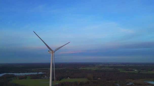 Stock Footage Captures Serene Motion Solitary Wind Turbine Amidst Rural — Stock Video