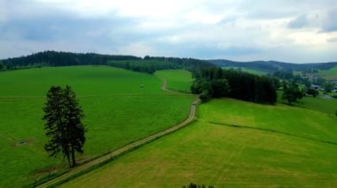 Eifel, Burg-Reuland, Liege, Belçika, 30 Haziran 2024, hareketli tepeleri ve bulutlu gökyüzü doğa temaları için mükemmel bir manzara yaratır.