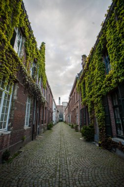 Mechelen, Antwerp, Belgium, June 23, 2011, Explore a tranquil, ivycovered alleyway that uncovers the beauty of architectural history and its surroundings clipart