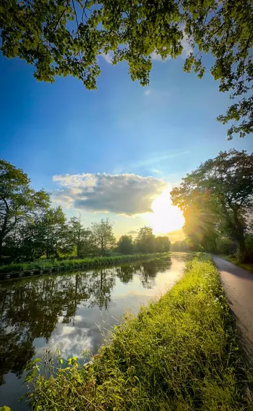Nefes kesici bir gün batımı huzur dolu sular ve yemyeşil yeşillikler üzerine altın bir ışık saçar.