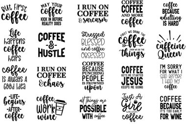 El yazısı tipografi Kahve Paketi illüstrasyon vektörü