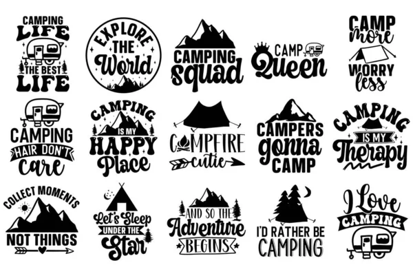 stock vector Hand lettering typography Camping Bundle  illustration vector