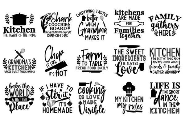 Hand Lettering Typography Cutting Board Bundle Illustration Vector — Stock Vector