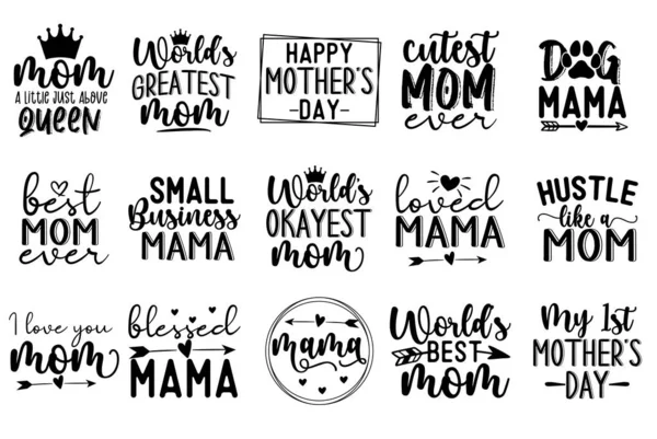 Handschrift Typografie Mother Day Bundle Illustration Vektor — Stockvektor
