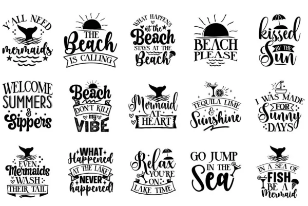 El yazısı tipografi Summer Bundle Illustration çizgi sanat vektörü