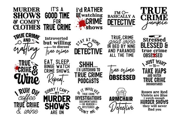 stock vector Hand lettering typography True Crime Bundle  Illustration line art vector