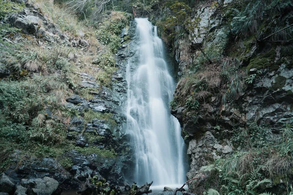 Wazig Beweging Schilderachtig Uitzicht Prachtige Triberg Waterval Vallen Tussen Majestueuze — Stockfoto