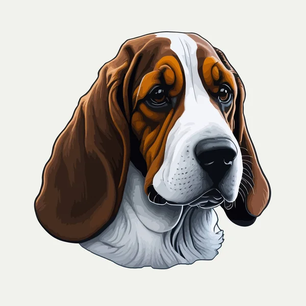 Basset Hound Dog Vector Illustration Dogs Head Isolated Plain Background — Stock Vector