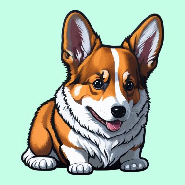 Pembroke Welsh Corgi köpek vektör çizimi sade bir arka planda izole edildi. Çıkartma tasarımı.