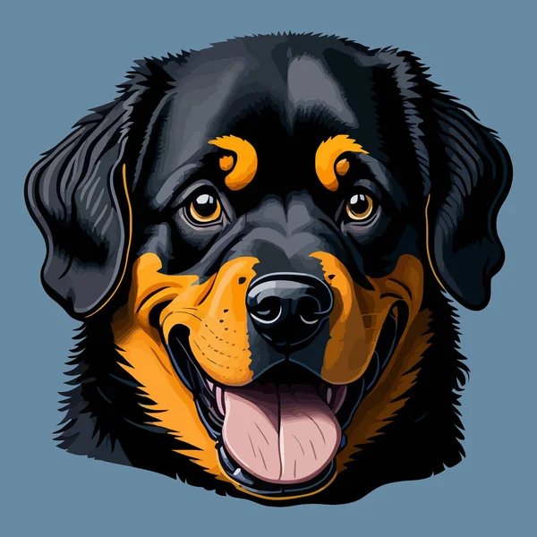 Aranyos Illusztrációja Rottweiler Kutya Elszigetelt Egy Egyszerű Háttér Kutya Portré — Stock Vector