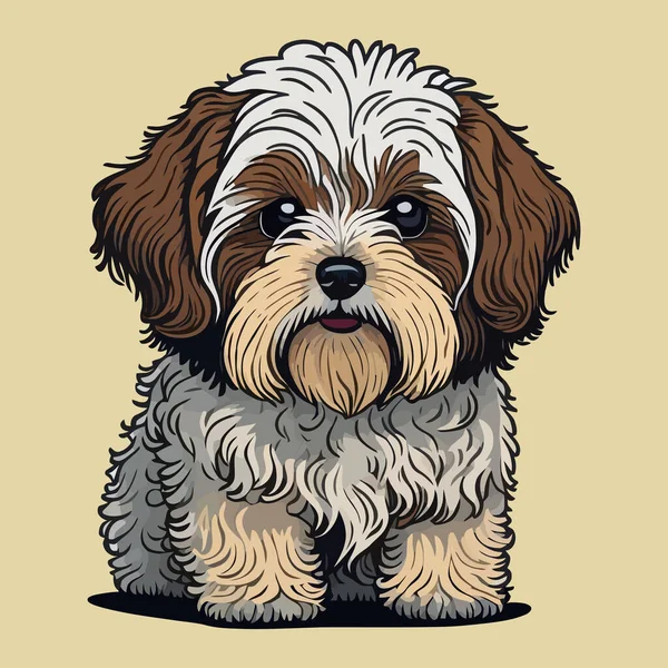 Havanese Dog Illustration Isolated Plain Background Sticker Design — Stock Vector