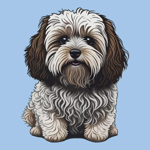 Cute Havanese Dog Illustration Isolated Plain Background Sticker Design — Stock Vector