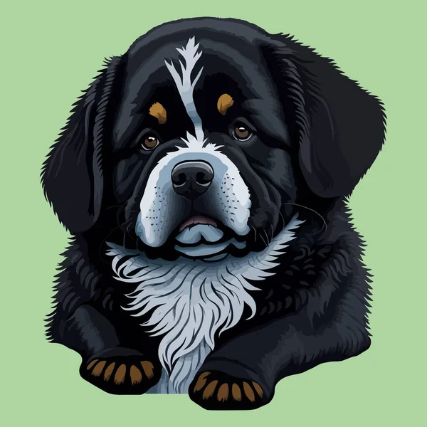 Newfoundland Dog Illustration Isolated Plain Background Sticker Design — Stock Vector