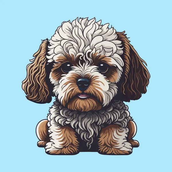 Maltipoo Σκυλί Διανυσματική Απεικόνιση Απομονώνονται Ένα Απλό Φόντο Σχεδιασμός Αυτοκόλλητων — Διανυσματικό Αρχείο