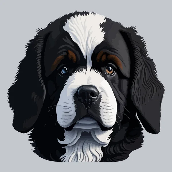 Cute Illustration Newfoundland Dog Isolated Plain Background Dog Portrait Sticker — Stock Vector