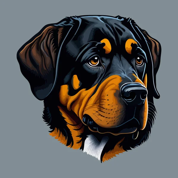 Rottweiler Perro Vector Ilustración Aislada Sobre Fondo Liso Retrato Perro — Archivo Imágenes Vectoriales