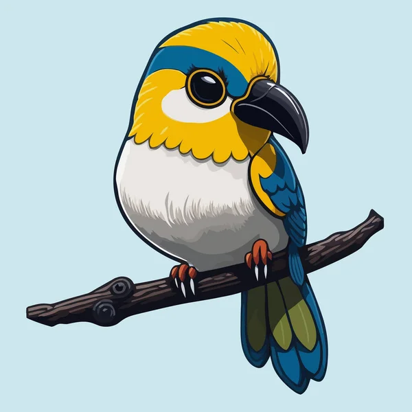 Illustration Dessin Animé Vectoriel Kawaii Représentant Oiseau Macaw Mignon Conception — Image vectorielle