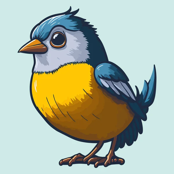 Ilustración Dibujos Animados Vectoriales Kawaii Pájaro Gorrión Lindo Diseño Etiqueta — Archivo Imágenes Vectoriales