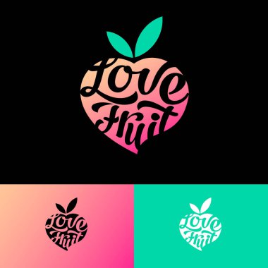 Aşk meyvesi logosu. Taze pazar amblemi. Taze meyve etiketi veya çıkartması.