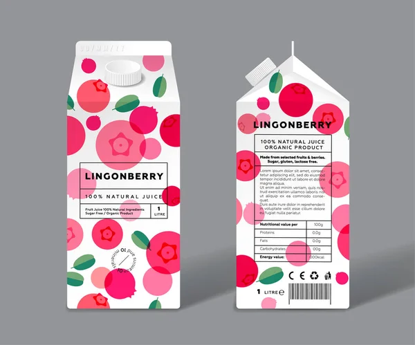 Lingonberry Juice Template Packaging Design Transparent Berries — 스톡 벡터