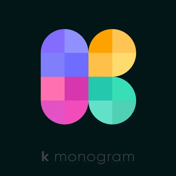 Monogram Icoon Pixel Art Stijl Embleem Voor Kinderen — Stockvector