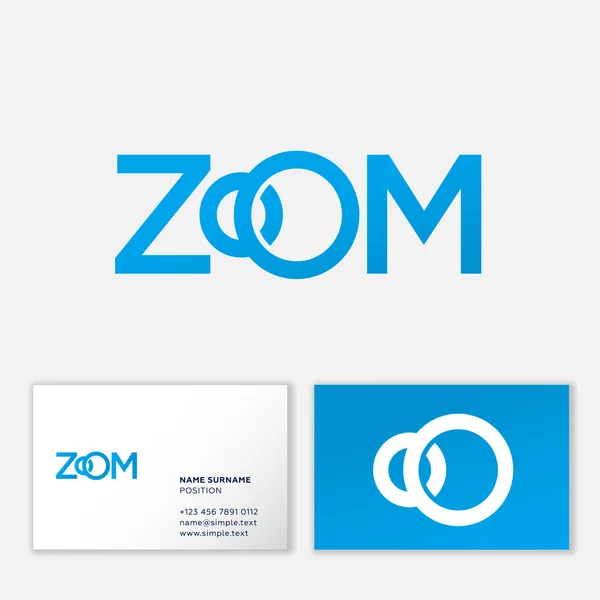 Zoom Logo Letters Camera Lens Identity Business Card — Stock Vector