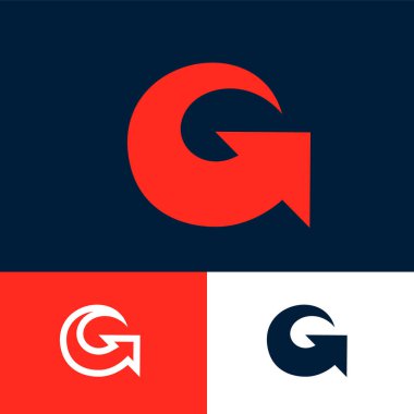 Dairesel hareket gibi G monogramı. Oklu kırmızı G harfi. Simgeyi yeniden yükle.