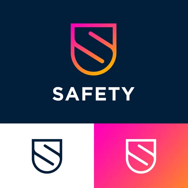 Logo Sécurité Lettre Comme Bouclier Monogramme Emblème Système Antivirus Protection — Image vectorielle