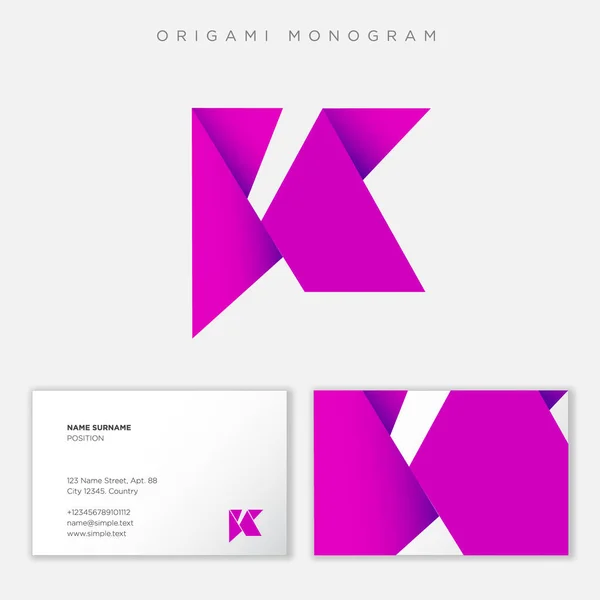 Písmeno Skládaný Papír Jako Monogram Jako Origami Postava — Stockový vektor