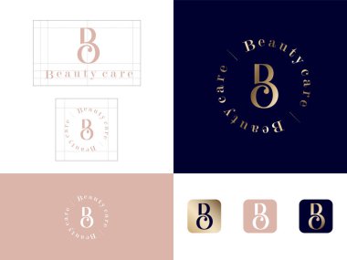 Beauty Care logosu ve kimliği. B ve C monogramı ve zarif yuvarlak simge. Sağlık ürünleri ve kozmetik ürünleri için amblem. Kimlik, şirket tarzı.