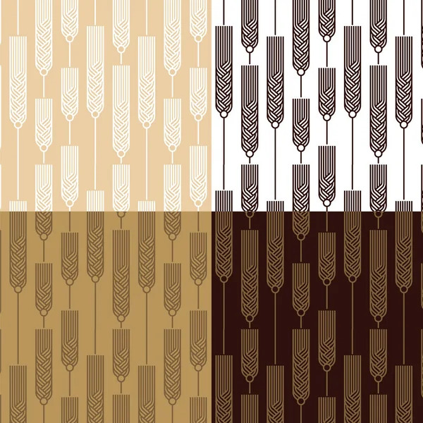 Spikelets Seamless Patterns Set Different Backgrounds Patterns Wrapping Paper Fabric — Stock Vector