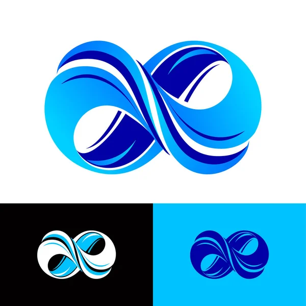 Logotipo Infinito Formas Entrelaçamento Azuis Infinito Elementos Torcidos Loopable —  Vetores de Stock