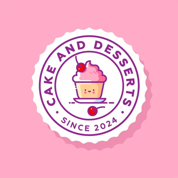 Cupcake Mit Sahne Und Kirschen Süßspeisen Ikone Illustration Des Desserts — Stockvektor