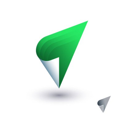 V. harfi yeşil-beyaz kağıt rulo gibi görünüyor. Kağıt fabrikası için logo, internet, web tasarımı, uygulama, çevrimiçi dükkan.