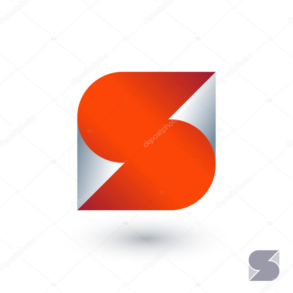 Letter S. Monogram look like orange-white paper blank. Logo for origami theme, internet, web design, app, online shop
