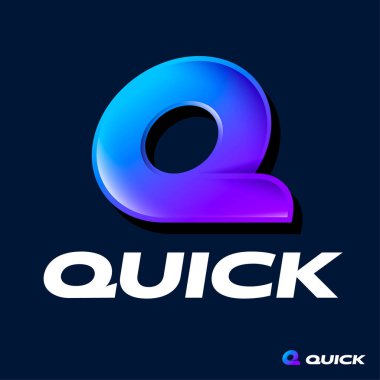 Hızlı bir logo. Mavi mor gradyan monogram Q. Uygulama simgesi.