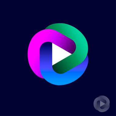 Ses veya video oynatıcı simgesi. Ses ve video amblemi üç renkli şeritten ve içinde bir oyun sembolünden oluşur..