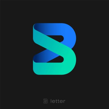 B harfleri. B harfi mavi ve turkuaz kurdele ya da kağıt şeritten oluşur. Uygulama simgesi.