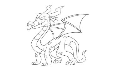 Boyama Sayfası için Şirin Ejderha Karakteri Ejderha Sayfalarıyla Yaratıcı Renklendirme Deneyimleri.