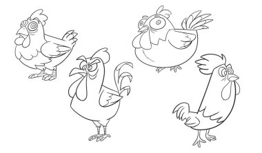 Rooster Renkli Çizimler Sayfası. Doodle tarzı. Boyama kitabı için taslak vektör çizimi. Vektör sayfası simgesi.