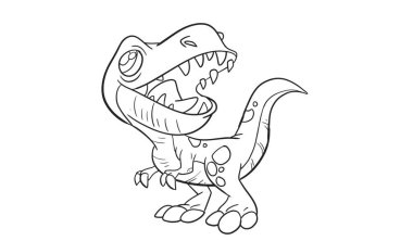 Cartoon tyrannosaurus coloring book. Outline vector illustration for coloring book. Vector sheet icon clipart