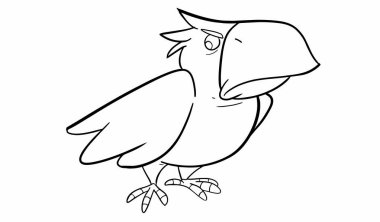 Cadılar Bayramı partisi boyama sayfaları için kötü karga. Cadılar Bayramı boyama sayfası, ürkütücü nesneler, el çizimi şirin Cadılar Bayramı boyama örtüsü. Doodle tarzı. Boyama kitabı için özet vektör çizimi.