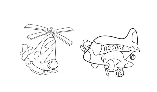 Śmieszne Cute Set Samolot Arkusza Jest Latający Niebie Ilustracja Wektora — Wektor stockowy