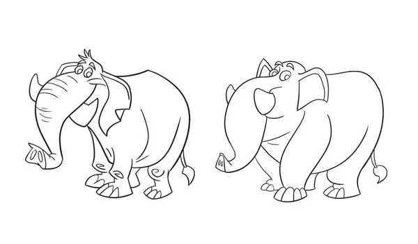 Ilustração Vetorial Elefante Desenhos Animados Colorir Livro Página Para Crianças —  Vetores de Stock