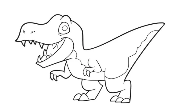 Caricature Tyrannosaure Livre Coloriage Illustration Vectorielle Contour Pour Livre Colorier — Image vectorielle